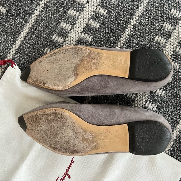 Salvatore Ferragamo Gray Flats with Gold Accent - Picture 5 of 12
